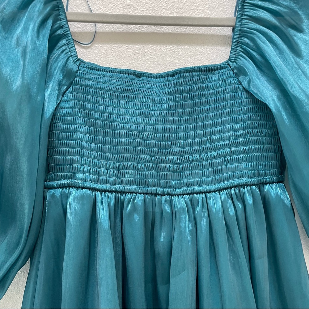 Thirty Thirty L A  Teal Dress with Puff Sleeves XS‎ - Picture 6 of 11